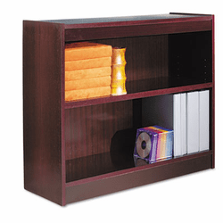 ALEBCS23036MY Square Corner Bookcase, Wood Veneer, 2-Shelf, 35-3/8w x 11-3/4d x 30h, Mahogany By ALERA