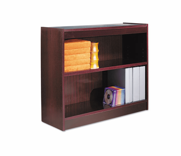 ALEBCS23036MY Square Corner Bookcase, Wood Veneer, 2-Shelf, 35-3/8w x 11-3/4d x 30h, Mahogany By ALERA