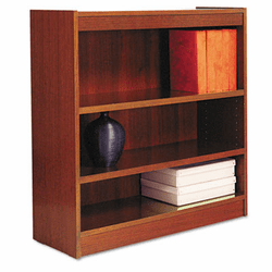ALEBCS33636MC Square Corner Wood Veneer Bookcase, 3-Shelf, 35-3/8 x 11-3/4 x 36, Medium Cherry By ALERA