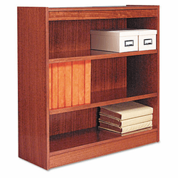 ALEBCS33636MO Square Corner Wood Veneer Bookcase, 3-Shelf, 35-3/8w x 11-3/4d x 36h, Medium Oak By ALERA