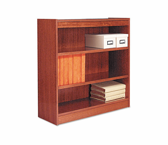 ALEBCS33636MO Square Corner Wood Veneer Bookcase, 3-Shelf, 35-3/8w x 11-3/4d x 36h, Medium Oak By ALERA