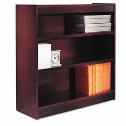 ALEBCS33636MY Square Corner Bookcase, Wood Veneer, 3-Shelf, 35-3/8w x 11-3/4d x 36h, Mahogany By ALERA