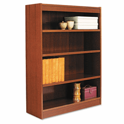 ALEBCS44836MC Square Corner Wood Veneer Bookcase, 4-Shelf, 35-3/8 x 11-3/4 x 48, Medium Cherry By ALERA