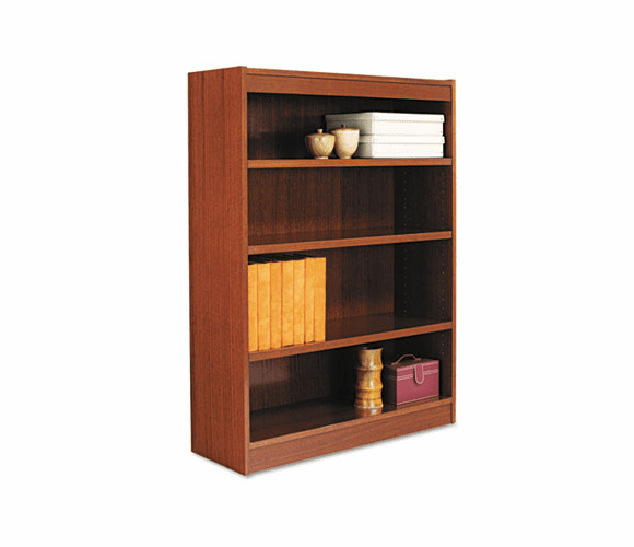ALEBCS44836MC Square Corner Wood Veneer Bookcase, 4-Shelf, 35-3/8 x 11-3/4 x 48, Medium Cherry By ALERA