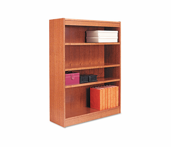 ALEBCS44836MO Square Corner Wood Veneer Bookcase, 4-Shelf, 35-3/8w x 11-3/4d x 48h, Medium Oak By ALERA
