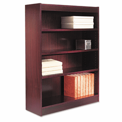 ALEBCS44836MY Square Corner Bookcase, Wood Veneer, 4-Shelf, 35-3/8w x 11-3/4d x 48h, Mahogany By ALERA