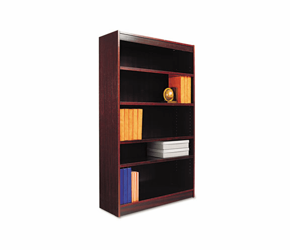ALEBCS56036MY Square Corner Bookcase, Wood Veneer, 5-Shelf, 36w x 11-3/4d x 60h, Mahogany By ALERA
