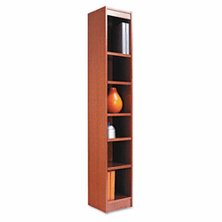 ALEBCS67212MO Narrow Profile Bookcase, Wood Veneer, 6-Shelf, 12w x 12d x 72h, Medium Oak By ALERA