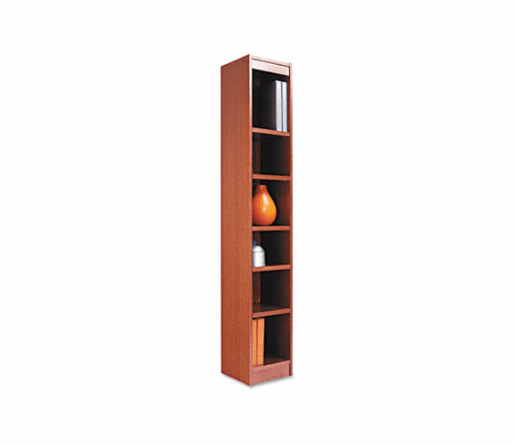 ALEBCS67212MO Narrow Profile Bookcase, Wood Veneer, 6-Shelf, 12w x 12d x 72h, Medium Oak By ALERA