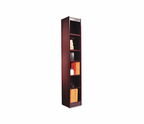 ALEBCS67212MY Narrow Profile Bookcase, Wood Veneer, 6-Shelf, 12w x 12d x 72h, Mahogany By ALERA