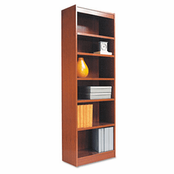 ALEBCS67224MC Narrow Profile Bookcase, Wood Veneer, 6-Shelf, 24 x 72, Medium Cherry By ALERA