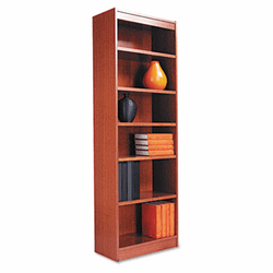 ALEBCS67224MO Narrow Profile Bookcase, Wood Veneer, 6-Shelf, 24w x 12d x 72h, Medium Oak By ALERA
