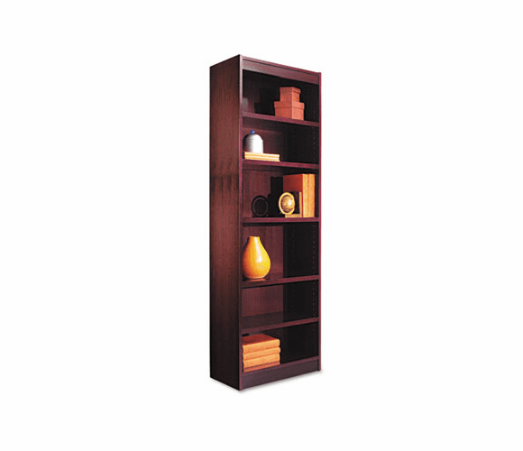 ALEBCS67224MY Narrow Profile Bookcase, Wood Veneer, 6-Shelf, 24w x 12d x 72h, Mahogany By ALERA