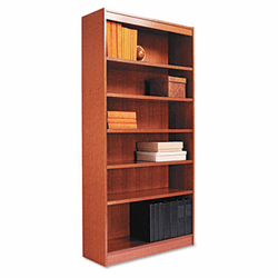 ALEBCS67236MC Square Corner Wood Veneer Bookcase, 6-Shelf, 35-3/8 x 11-3/4 x 72, Medium Cherry By ALERA