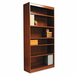 ALEBCS67236MO Square Corner Wood Veneer Bookcase, 6-Shelf, 35-3/8w x 11-3/4d x 72h, Medium Oak By ALERA