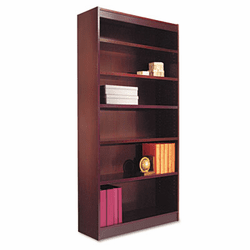 ALEBCS67236MY Square Corner Bookcase, Wood Veneer, 6-Shelf, 35-3/8w x 11-3/4d x 72h, Mahogany By ALERA