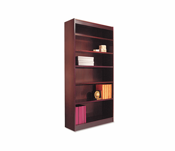 ALEBCS67236MY Square Corner Bookcase, Wood Veneer, 6-Shelf, 35-3/8w x 11-3/4d x 72h, Mahogany By ALERA