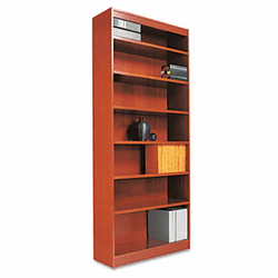 ALEBCS78436MC Square Corner Bookcase, Wood Veneer, 7-Shelf, 36w x 11-3/4d x 84h, Medium Cherry By ALERA