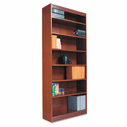 ALEBCS78436MO Square Corner Wood Veneer Bookcase, 7-Shelf, 35-3/8w x 11-3/4d x 84h, Medium Oak By ALERA