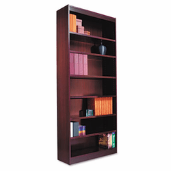 ALEBCS78436MY Square Corner Bookcase, Wood Veneer, 7-Shelf, 35-3/8w x 11-3/4d x 84h, Mahogany By ALERA