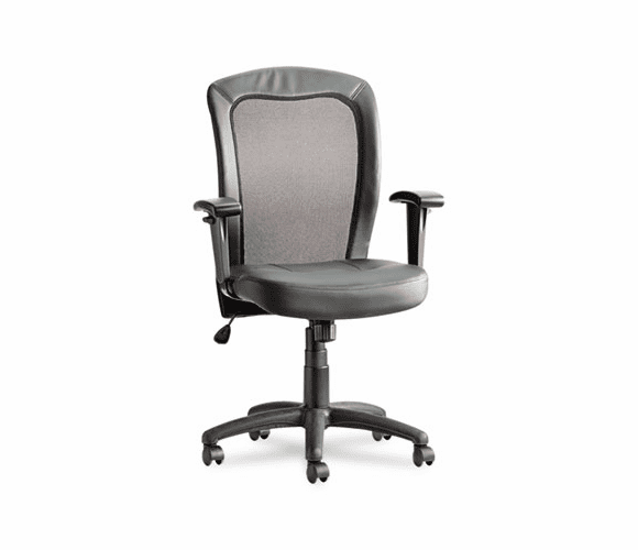 ALEEA42ME10B Easton Series Mesh/Leather Mid-Back Synchro-Tilt Chair, Black Leather By ALERA