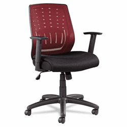 ALEEK4237 Eikon Series Mesh Manager's Synchro-Tilt Mid-Back Chair, Black Arms/Base, Burgundy By ALERA