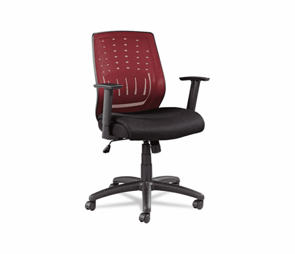 ALEEK4237 Eikon Series Mesh Manager's Synchro-Tilt Mid-Back Chair, Black Arms/Base, Burgundy By ALERA