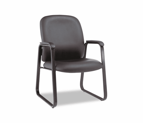 ALEGE43LS10B Genaro Guest Chair, Black Leather, Sled Base By ALERA