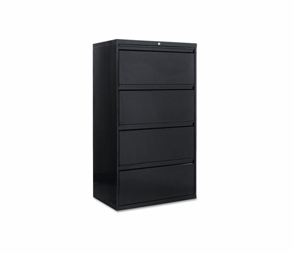 ALELA543054BL Four-Drawer Lateral File Cabinet, 30w x 19-1/4d x 54h, Black By ALERA