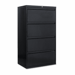 ALELA543054BL Four-Drawer Lateral File Cabinet, 30w x 19-1/4d x 54h, Black By ALERA