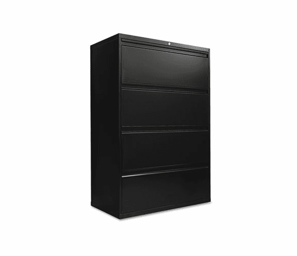 ALELA543654BL Four-Drawer Lateral File Cabinet, 36w x 19-1/4d x 54h, Black By ALERA