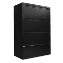 ALELA543654BL Four-Drawer Lateral File Cabinet, 36w x 19-1/4d x 54h, Black By ALERA