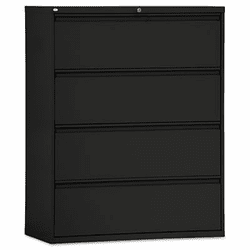 ALELA544254BL Four-Drawer Lateral File Cabinet, 42w x 19-1/4d x 54h, Black By ALERA