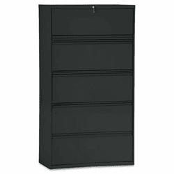 ALELA553067BL Five-Drawer Lateral File Cabinet, 30w x 19-1/4d x 67h, Black By ALERA