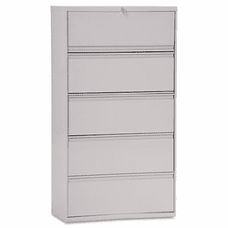 ALELA553067LG Five-Drawer Lateral File Cabinet, 30w x 19-1/4d x 67h, Light Gray By ALERA