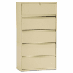 ALELA553067PY Five-Drawer Lateral File Cabinet, 30w x 19-1/4d x 67h, Putty By ALERA
