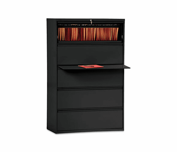 ALELA553667BL Five-Drawer Lateral File Cabinet, 36w x 19-1/4d x 67h, Black By ALERA