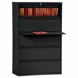 ALELA553667BL Five-Drawer Lateral File Cabinet, 36w x 19-1/4d x 67h, Black By ALERA