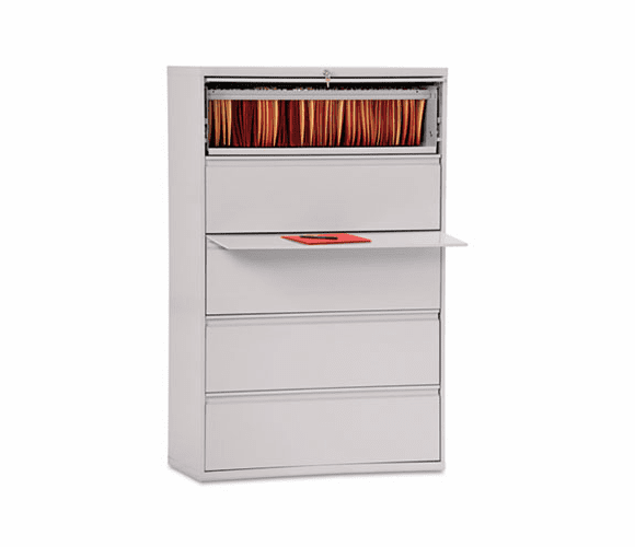 ALELA553667LG Five-Drawer Lateral File Cabinet, 36w x 19-1/4d x 67h, Light Gray By ALERA