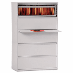 ALELA553667LG Five-Drawer Lateral File Cabinet, 36w x 19-1/4d x 67h, Light Gray By ALERA