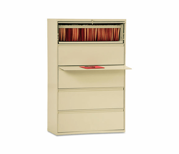 ALELA553667PY Five-Drawer Lateral File Cabinet, 36w x 19-1/4d x 67h, Putty By ALERA