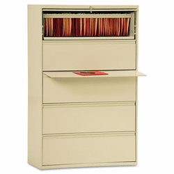 ALELA553667PY Five-Drawer Lateral File Cabinet, 36w x 19-1/4d x 67h, Putty By ALERA
