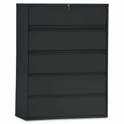 ALELA554267BL Five-Drawer Lateral File Cabinet, 42w x 19-1/4d x 67h, Black By ALERA