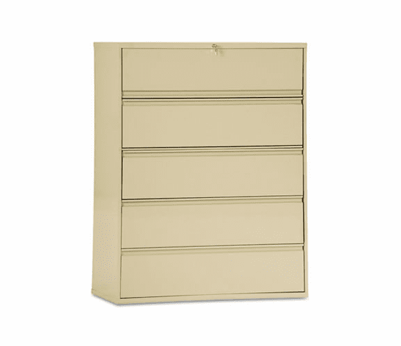 ALELA554267PY Five-Drawer Lateral File Cabinet, 42w x 19-1/4d x 67h, Putty By ALERA