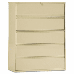 ALELA554267PY Five-Drawer Lateral File Cabinet, 42w x 19-1/4d x 67h, Putty By ALERA