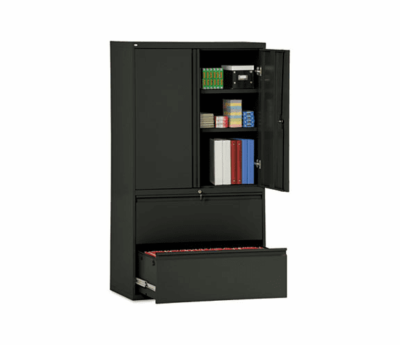 ALELA563619BL Two-Drawer Lateral File Cabinet With Storage, 36w x 19-1/4d x 65-1/4h, Black By ALERA