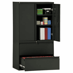 ALELA563619BL Two-Drawer Lateral File Cabinet With Storage, 36w x 19-1/4d x 65-1/4h, Black By ALERA