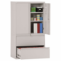 ALELA563619LG Two-Drawer Lateral File Cabinet With Storage, 36w x 19-1/4d x 65-1/4h, Lt. Gray By ALERA