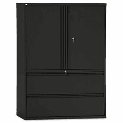 ALELA564219BL Two-Drawer Lateral File Cabinet With Storage, 42w x 19-1/4d x 65-1/4h, Black By ALERA
