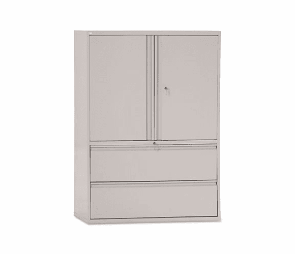 ALELA564219LG Two-Drawer Lateral File Cabinet With Storage, 42w x 19-1/4d x 65-1/4h, Lt. Gray By ALERA